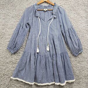 Tuckernuck Women Mini Dress Size XS Striped Tiered Coastal Cover Up Beachwear